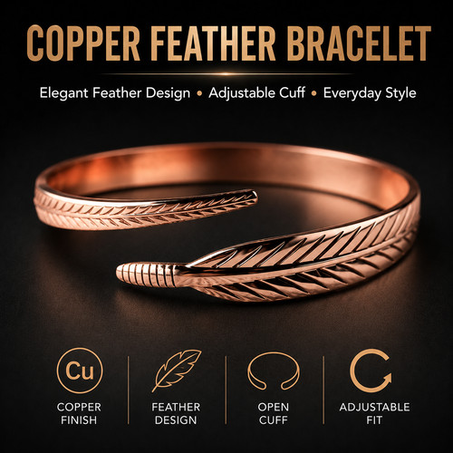 Vintage copper feather cuff - vintage,