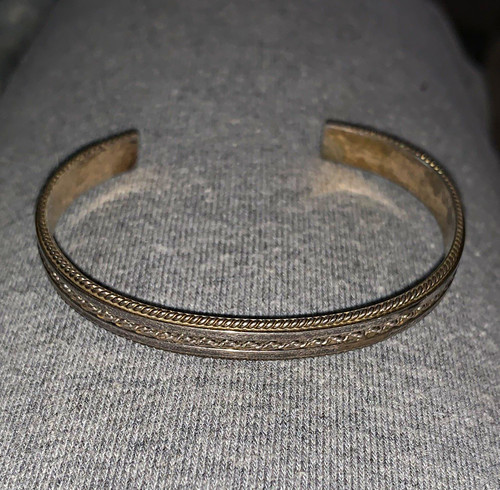 Multi tone gold plated cuff - gold,